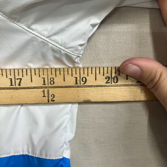 Nike Boys Size Large White/Blue (Colorblock Windbreaker) Full Zip Hooded Jacket - Picture 9 of 10